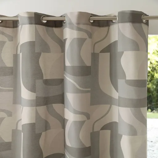 Perdea opacă cu imprimeu și inele metalice