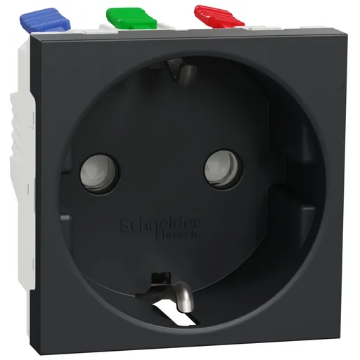 Priza 2P+E 16A, fara sururubi , cu obturator Schneider Noua Unica NU305754, antracit