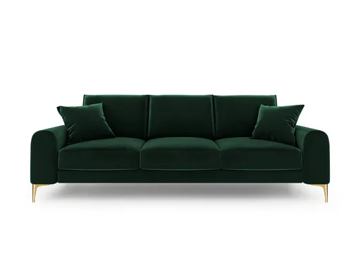 Canapea, Madara, Mazzini Sofas, 3 locuri, gold legs, 222x102x90 cm, catifea, verde bottle