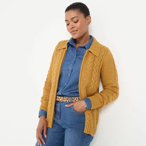 Pulover cu fermoar și model împletit