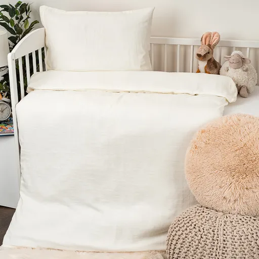 Lenjerie de pătuț din muselină pentru copii 4HomeCream, 100 x 135 cm, 40 x 60 cm, bej