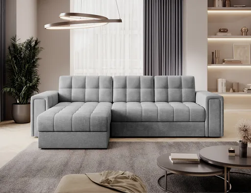 Coltar extensibil reversibil 3 locuri ELTAP, Blenvi, 260x150x82 cm, lemn/poliester, gri deschis