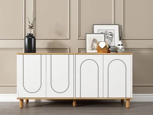 Consola, Hanah Home, Ravone, 150x73x36 cm, PAL, Stejar Safir / Alb