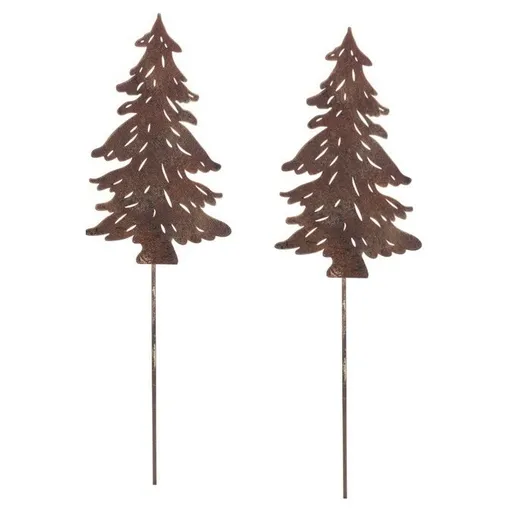 Decorație metalică Arborele de grădină, cupru, 2 bucăți, 15 x 1 x 50 cm