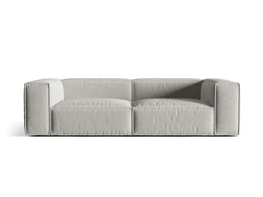 Canapea 4 locuri, Nuria-215, Micadoni Home, 250x110x72 cm, tesatura structurata chenille, gri deschis