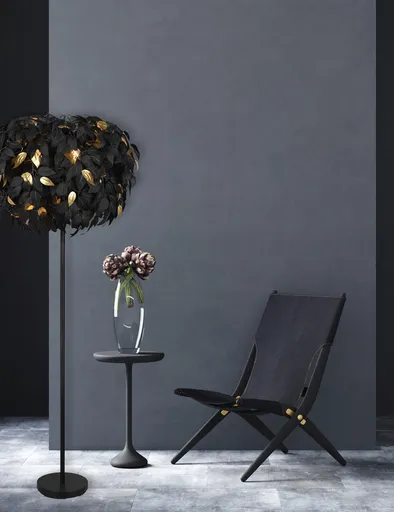 Lampadar Leavy, RL, 70x180 cm, 28W, 3x E14, metal, negru mat/auriu