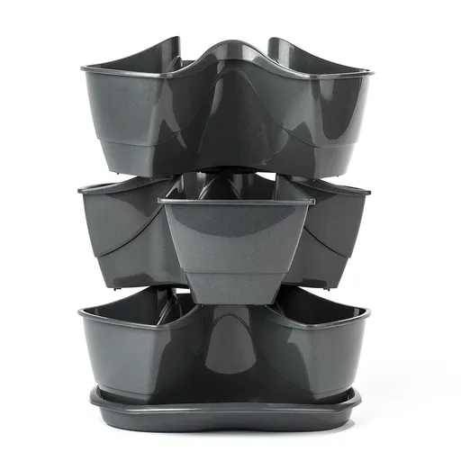 Ghiveci Coubi pentru ierburi, 3 nivele, grafit, gri