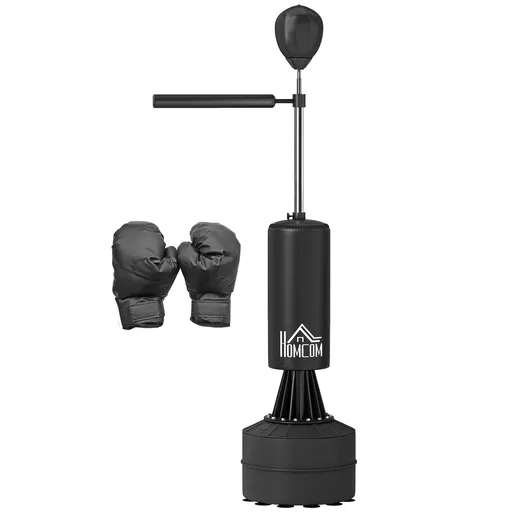 HOMCOM Sac de box pe suport punching ball brunier 3 în 1 cu minge de viteză și braț flexibil rotativ înălțime reglabilă | Aosom Romania