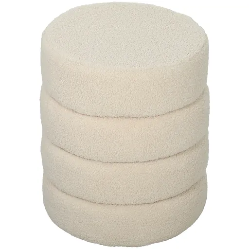 HOMCOM Taburet, rotund, teddy-fleece, până la 120kg, Φ40x45H cm, Bej | Aosom Romania