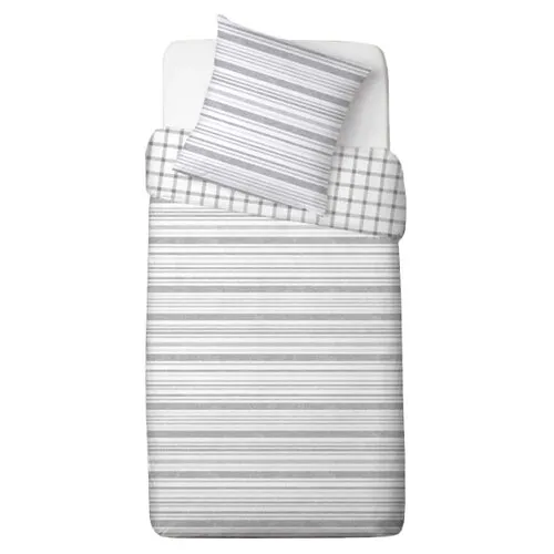 Lenjerie de pat din bumbac Renforce Dungi gri ,140 x 220 cm, 70 x 90 cm, 140 x 220 cm, 70 x 90 cm