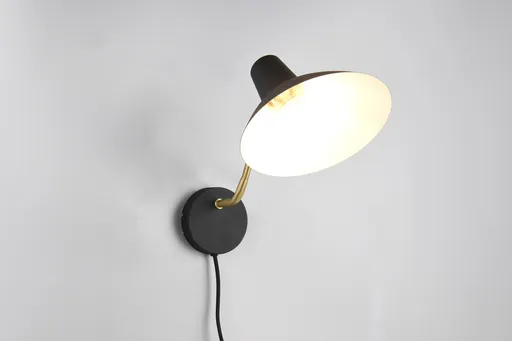 Lampa de perete Traveller, TRIO, 32.7x21 cm, 10W, 1x E27, metal, negru/auriu