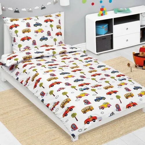 Bellatex Lenjerie de pat din bumbac pentru copiiJunior Mașini alb, 140 x 200 cm, 70 x 90 cm