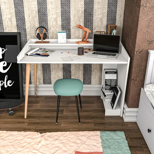 Birou, Hanah Home, Vanessa, 121.8x59x88.3 cm, Alb