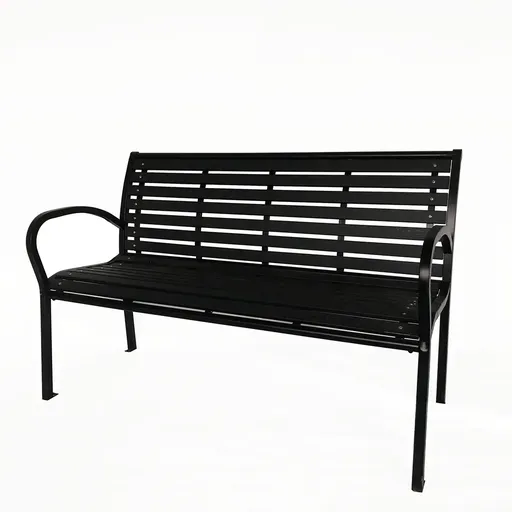Bancă de grădină 125 x 60 x 80 cm, negru, oțel /plastic