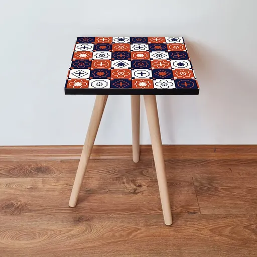 Masuta, Hanah Home, Shp394, 35x42x35 cm, Portocaliu / Bleumarin / Alb