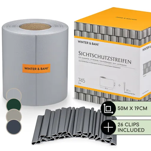 Blumfeldt Benzi de practection pentru gard, PVC, 450 g / m², 50 × 19 cm, zacisk