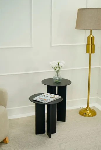 Set masute de cafea, Hanah Home, Leo (55 + 45), Negru