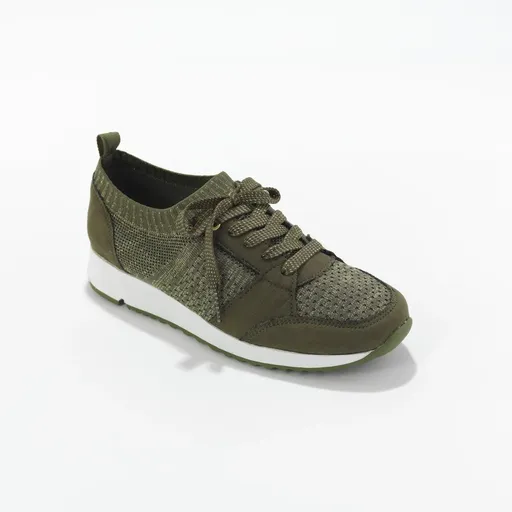 Adidași cu șireturi din tricot lucios, kaki