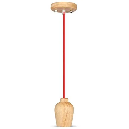 Pendul tavan soclu E27 lemn - rosu V-TAC SKU-3723