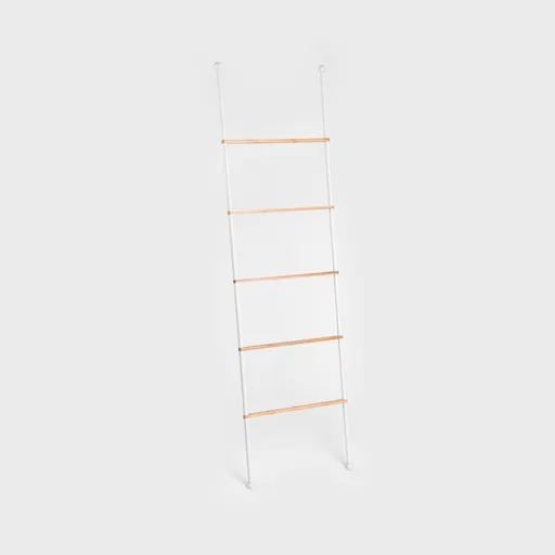 Suport pentru prosoape Taru, Homla, 45x2x159.5 cm, metal/lemn, alb/natur