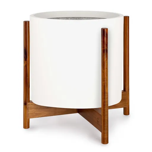 Gendt + Zeist, set de ghivece și farfurii, dimensiuni XL, fibră de piatră, lemn de salcâm