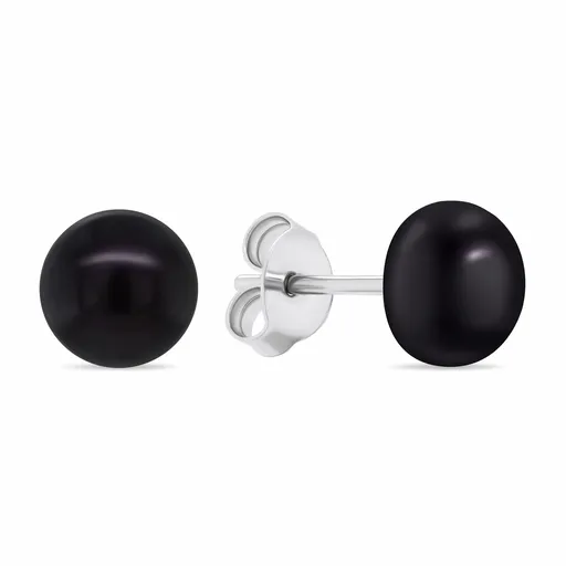 Brilio Silver Cercei din argint cu perle negre autentice EA585WBC 0,5 cm