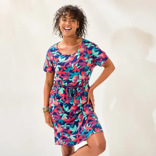 Rochie scurta cu imprimeu de frunze