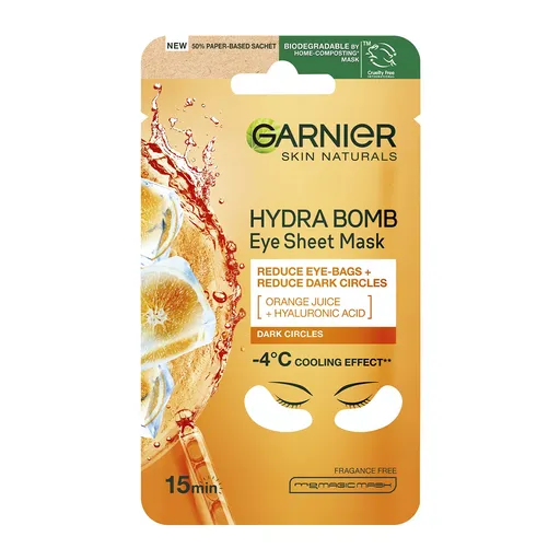Garnier Mască pentru ochi cu suc de portocale și acid hilauronic (Eye Tissue Mask) 6 g