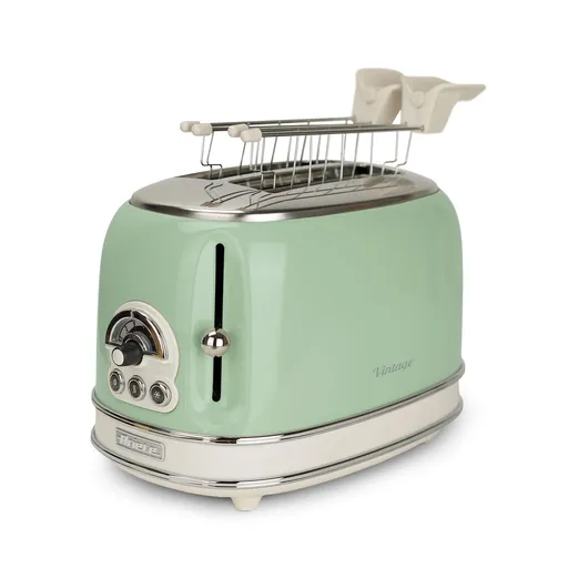 Prajitor de paine Ariete VINTAGE 0155/04, 810W, 2 felii, 3 functii, 6 trepte, Tava firimituri detasabila, Verde