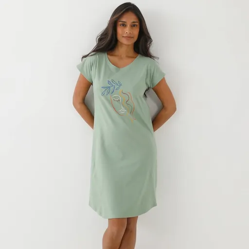 Cămașă de noapte lungă cu imprimeu Madeira