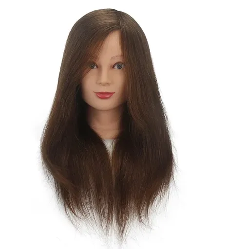 Manechin Par Natural 100% pentru Coafat, Vopsit, Decolorat, Maria Saten, 45-50 cm + Suport Prindere