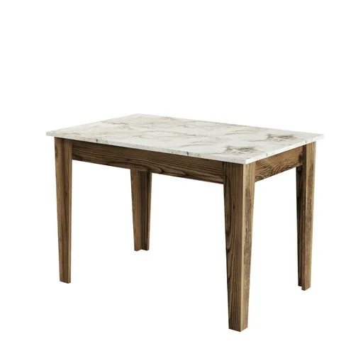 Masă de sufragerie Kiev White and Walnut, crem deschis