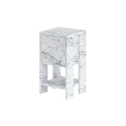 Noptieră Ema Carrara Marble, gri deschis