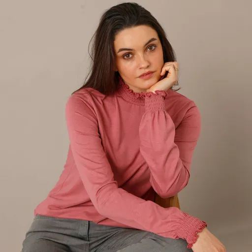 Tricou cu guler înalt și imprimeu de broască