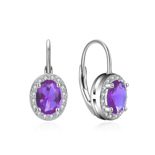 MOISS Cercei originali din argint cu zirconii mov E0001209
