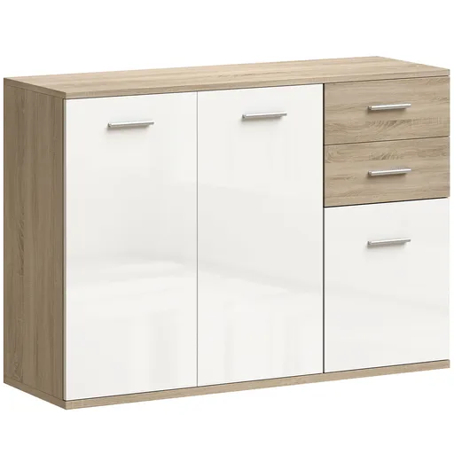 HOMCOM Comodă Modernă cu 3 Dulapuri și 2 Sertare din Lemn, Efect lemn | Aosom Romania