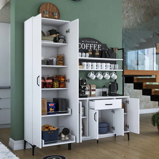 Dulap multifunctional, Hanah Home, JE148, 180x198.6x40 cm, Alb