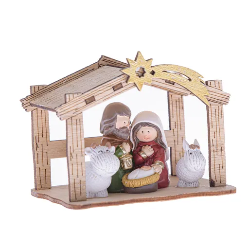Scena Nașterii cu cometă 9,5 x 7,2 x 6 cm, bej, naturală