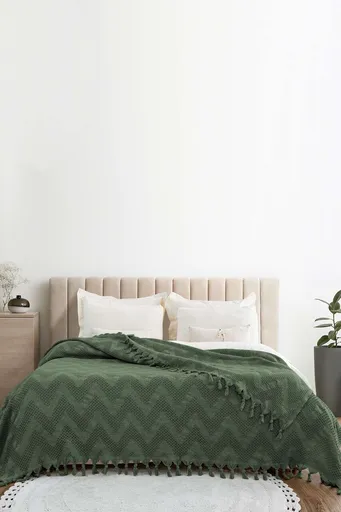 Cuvertura matlasata dubla, L'essentiel Maison, Naomi, Bumbac reciclat, Kaki