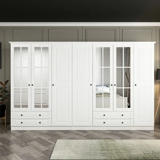 Dulap pentru haine, Hanah Home, Kale, 315x190x52 cm, Alb