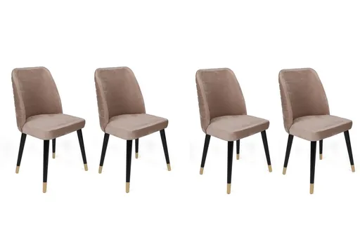 Set scaune 4 piese, Hanah Home, Hugo-364 V4, Bej / Negru / Auriu