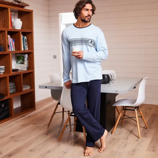 Pijamale cu imprimeu pe piept