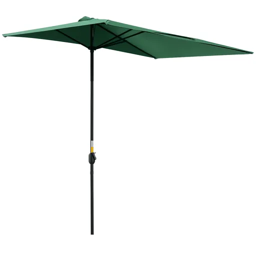 Outsunny Umbrelă Semicirculară de Perete cu Deschidere cu Manivelă şi Orificii de Ventilaţie, 230x130x245 cm, Verde | Aosom Romania