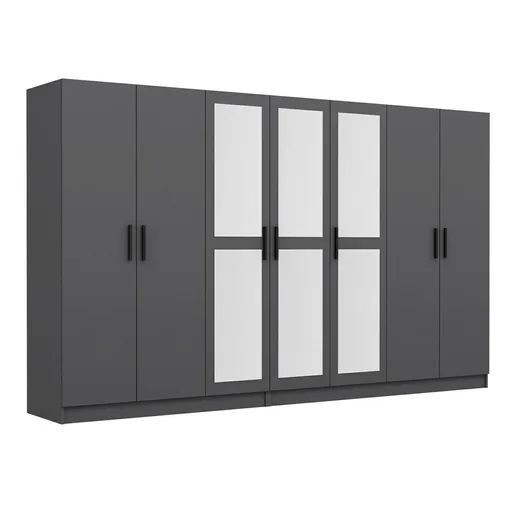 Dulap pentru haine, Hanah Home, Kale, 315x210x52 cm, Antracit