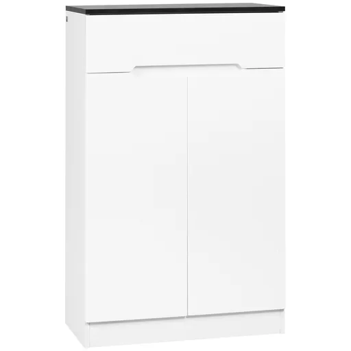 HOMCOM Dulap pentru Pantofi pentru 12 Perechi pentru Hol cu 3 Rafturi Reglabile și Sertar, Design Anti-Răsturnare, 60x32x100 cm, Alb | Aosom Romania