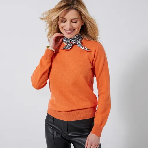 Pulover cu gât rotund, din lână de miel