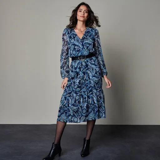 Rochie semilungă cu imprimeu