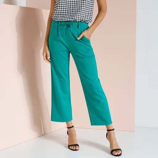 Pantaloni cropped cu picior drept, tricotați Milano