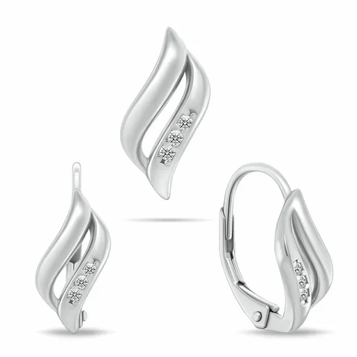 Brilio Silver Set minunat de bijuterii din argint cu zirconi SET292W (cercei, pandantiv)