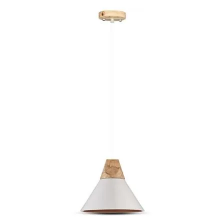 Pendul tavan din metal si lemn soclu E27 - ALB/AURIU V-TAC SKU-3756